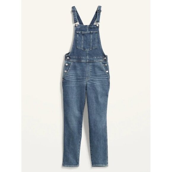 Old Navy Women's O.G. Straight Medium-Wash Jean Overalls Size 0 - Picture 3 of 6